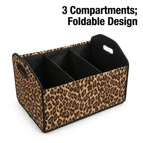 Leopard Print Multifunctional Car Storage Box, Foldable Trunk Organizer with Dividers, Automotive Cargo Holder, Vehicle Organizing Container, Car Organizers and Storage