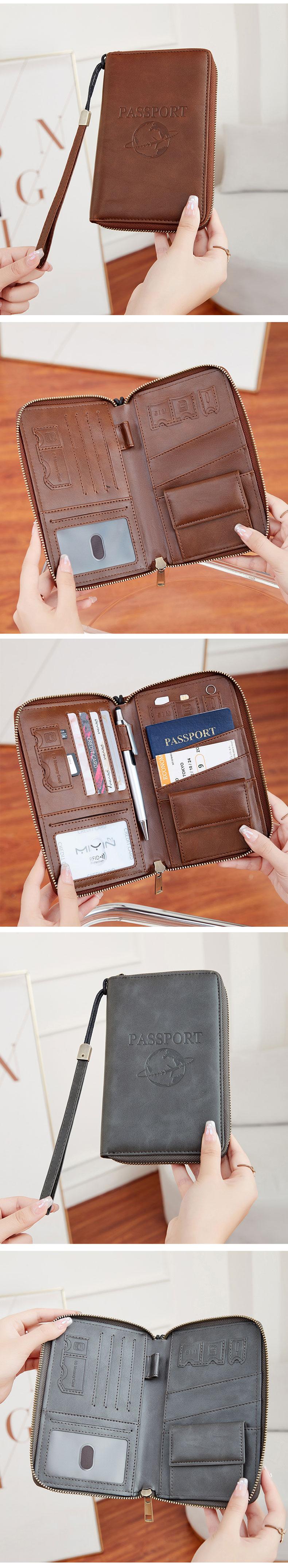 Multi functional passport organizer, family passport wallet, Passport Cover, RFID shielded travel document organizer, large capacity handbag with pen holder, ideal choice for safe travel