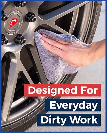 Microfiber Cleaning Cloths (12.5"x12.5") - Premium 1200 Washes Reusable Towels - Ultra Absorbent Lint Free for Car Wash, Detailing, Glass, Mirror & Kitchen - Streak Free Shine