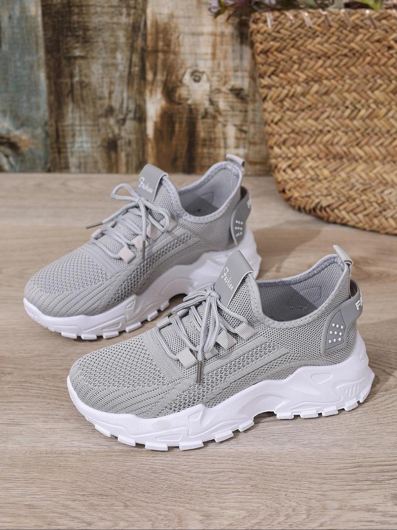 Women's Sporty Lace Up Low Top Sneakers, Casual Comfortable Breathable Running Athletic Shoes, Fashionable All-match Sneakers for Daily Wear