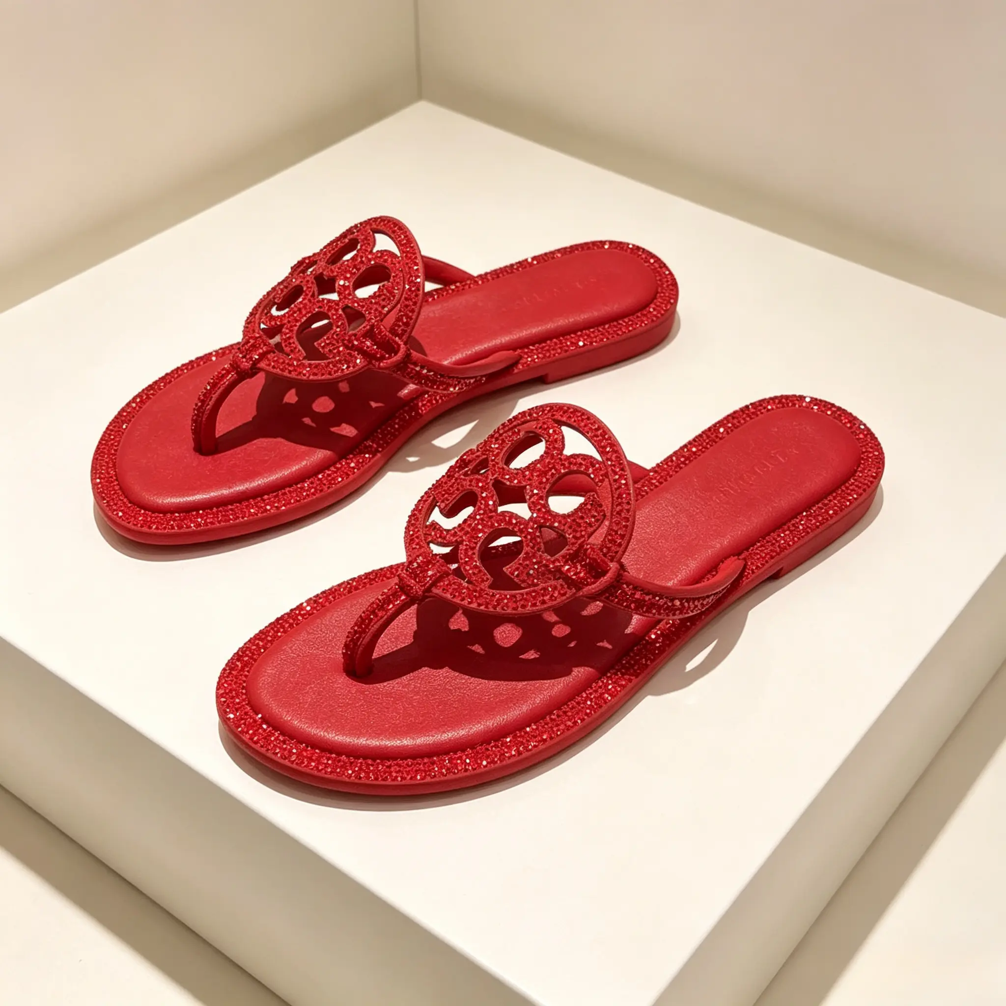 Rhinestone Hollow Thong Flat Sandals Women Glitter Crystal Trim Slip On Summer Beach Casual Dressy Flip Flops Holiday Evening Walking Slippers