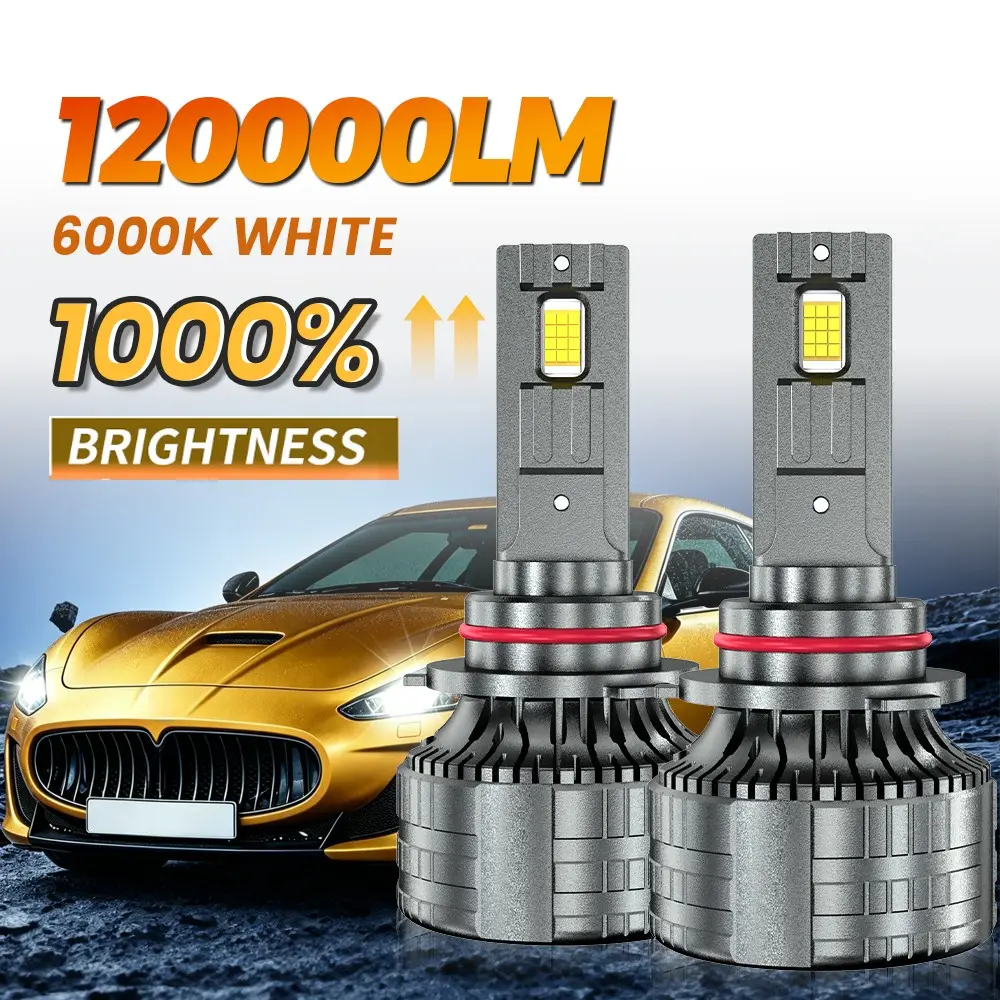 2-Pack High-Power 220w LED Car Headlights, 120,000 Lumens, Compatible with H4/h7, H1/h11, 9005/9006/9012, 12V Automotive Circuit
