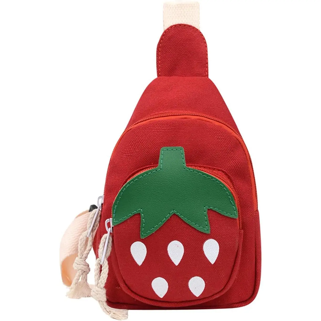 Small Sling Backpack Rabbit Strawberry Design Mini Backpack for Girls Adjustable Shoulder Strap Zipper Closure 8x5x2 Inches 0.2 liters