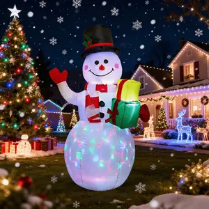 5ft Inflatable Christmas Snowman with Lights, Outdoor Holiday Decoration, Automatic LED Lighting, Garden Scene Prop, Home Festival Decor