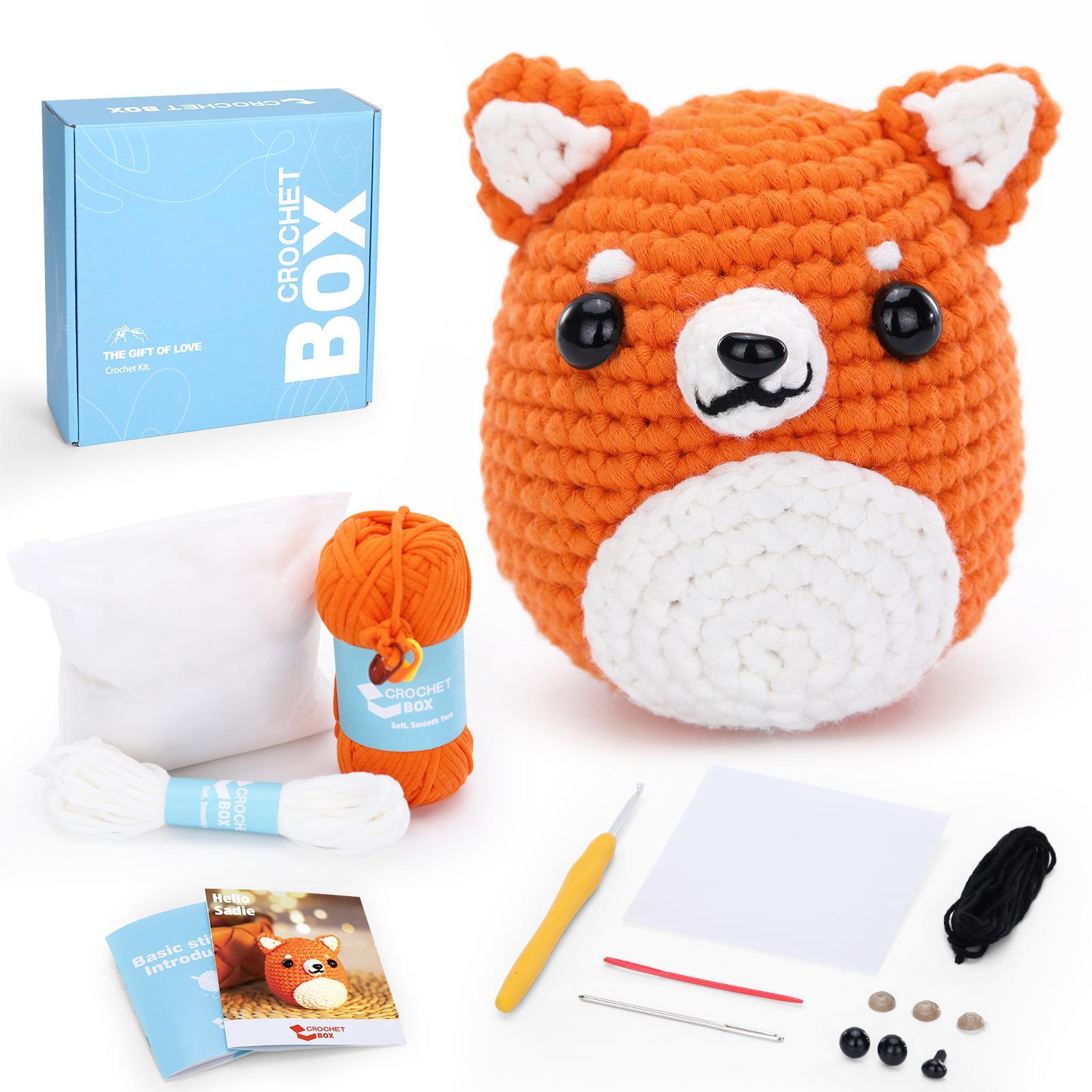 Highland Cow Crochet Kit, 1 Set DIY Highland Cow Beginners Crochet Kit, Including Soft Yarn, Polyester Nylon Yarn, Step-by-Step Video Tutorial, Hook, Stitching Needle, Holiday Birthday Gift for Adults, Handmade Gifts, Handmade Crafts