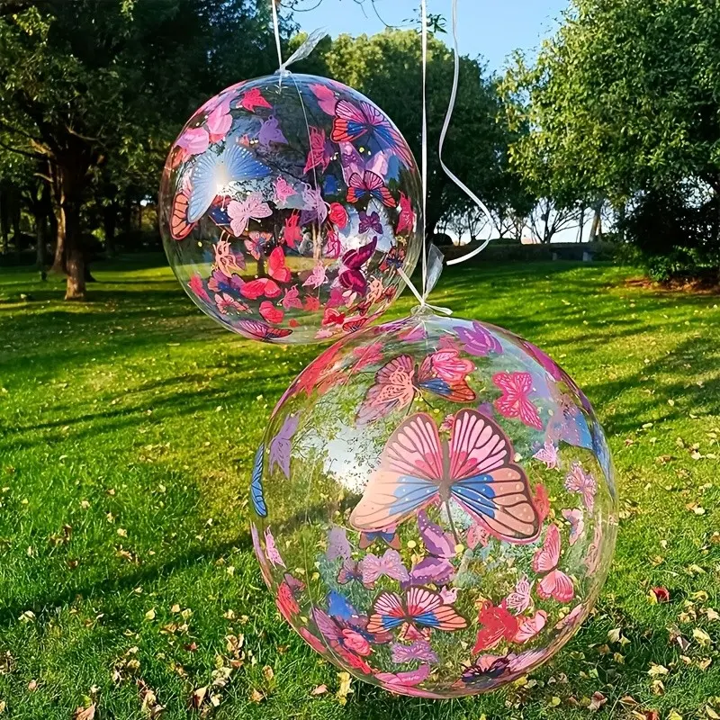 6-piece transparent butterfly-print bobo balls, Clear balloons, festive decorations suitable for Valentine's Day weddings, Christmas, New Year birthday parties, proposals, anniversaries. Perfect for both indoor and outdoor decor