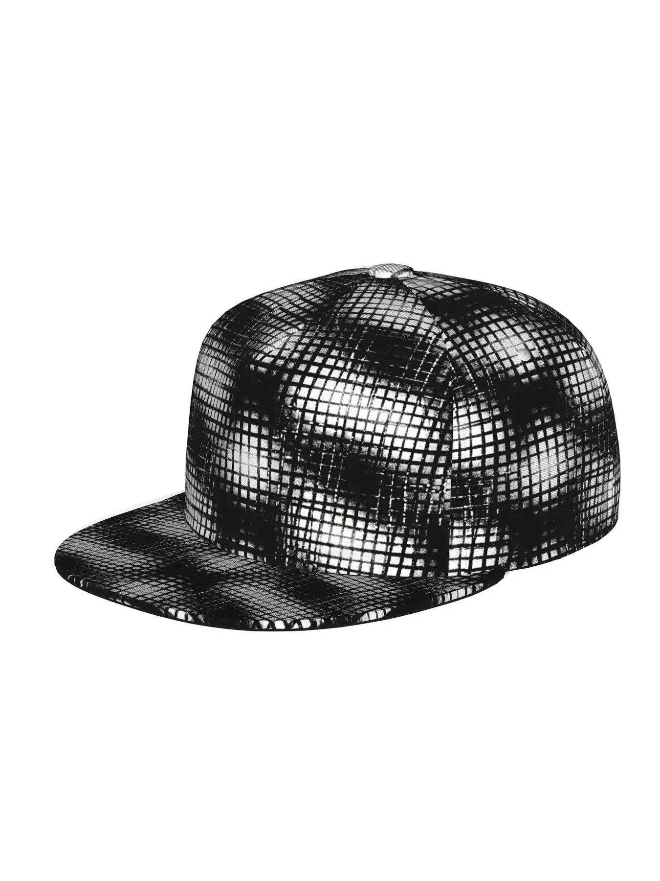 Black and white grid pattern, Unisex baseball cap, adjustable back buckle trucker cap, party baseball cap, punk-style sun hat, suitable for skateboarding, dancing and outdoor sports, all year round.