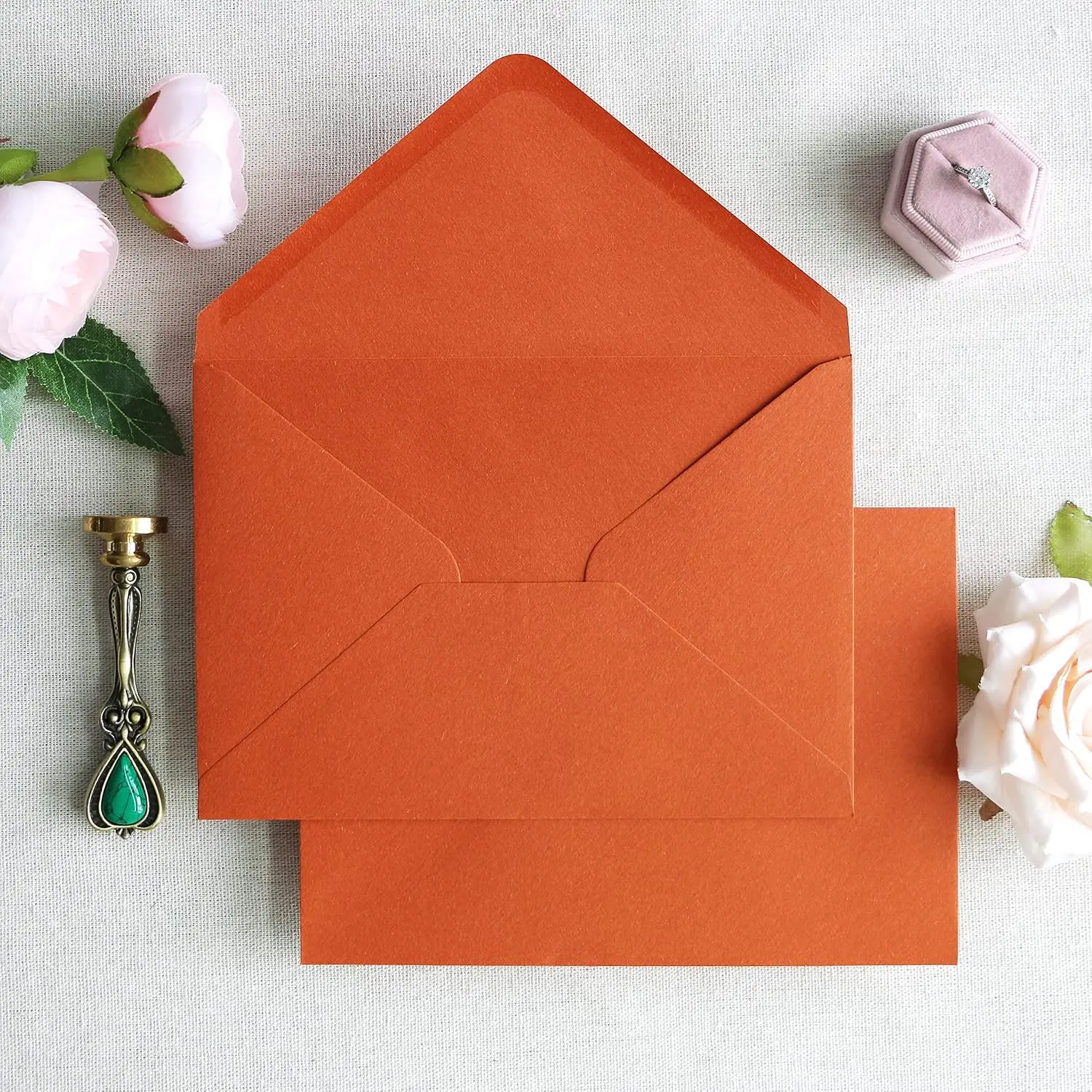 50 count/Pack A7 Envelopes, 5.25 x 7.25'' Burnt Orange 5x7 Envelopes,  For Wedding Invitation Cards, Christmas  Envelopes,  Invitations, Photos