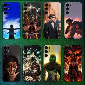 Anime E-Eren Yeager Phone Case Compatible with iPhone 11-17 Pro Max/Plus & Samsung Galaxy S23-S25 Black TPU Shockproof Protective Cover