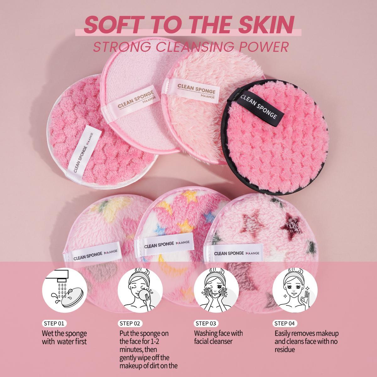 Makeup Remover Puff, 7 Counts/set Facial Cleansing Puff, Facial Skin Care Puff, Makeup Remover Tool, Facial Skin Care Tool for Women & Girls, Cosmetic, Facial Cleansing Pads