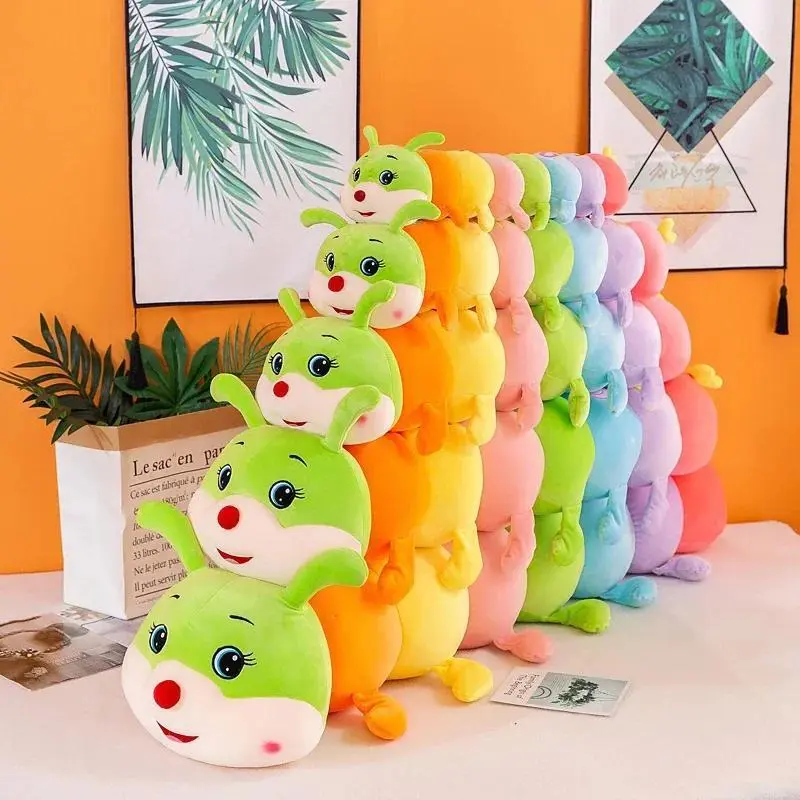 Colorful Caterpillar Plush Toy Boys and Girls Sleep Pillow Bed Super Soft Big Puppet Press Doll Children