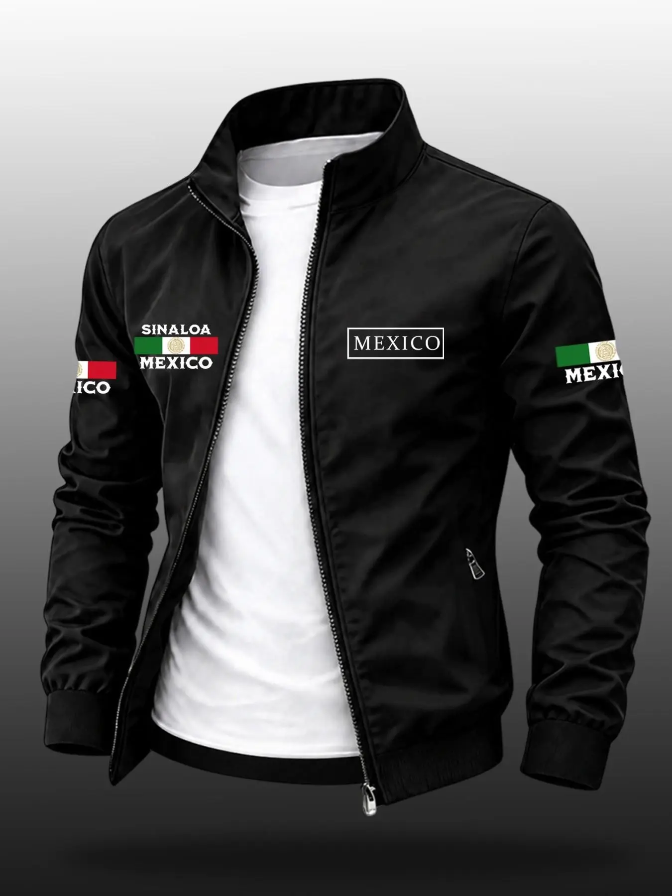 Men's Lightweight Zipper Jacket, Street Casual Jacket, Mexican Print, Casual Loose Fit, Ideal for Fall Outdoor Activities, Comfortable Daily Wear