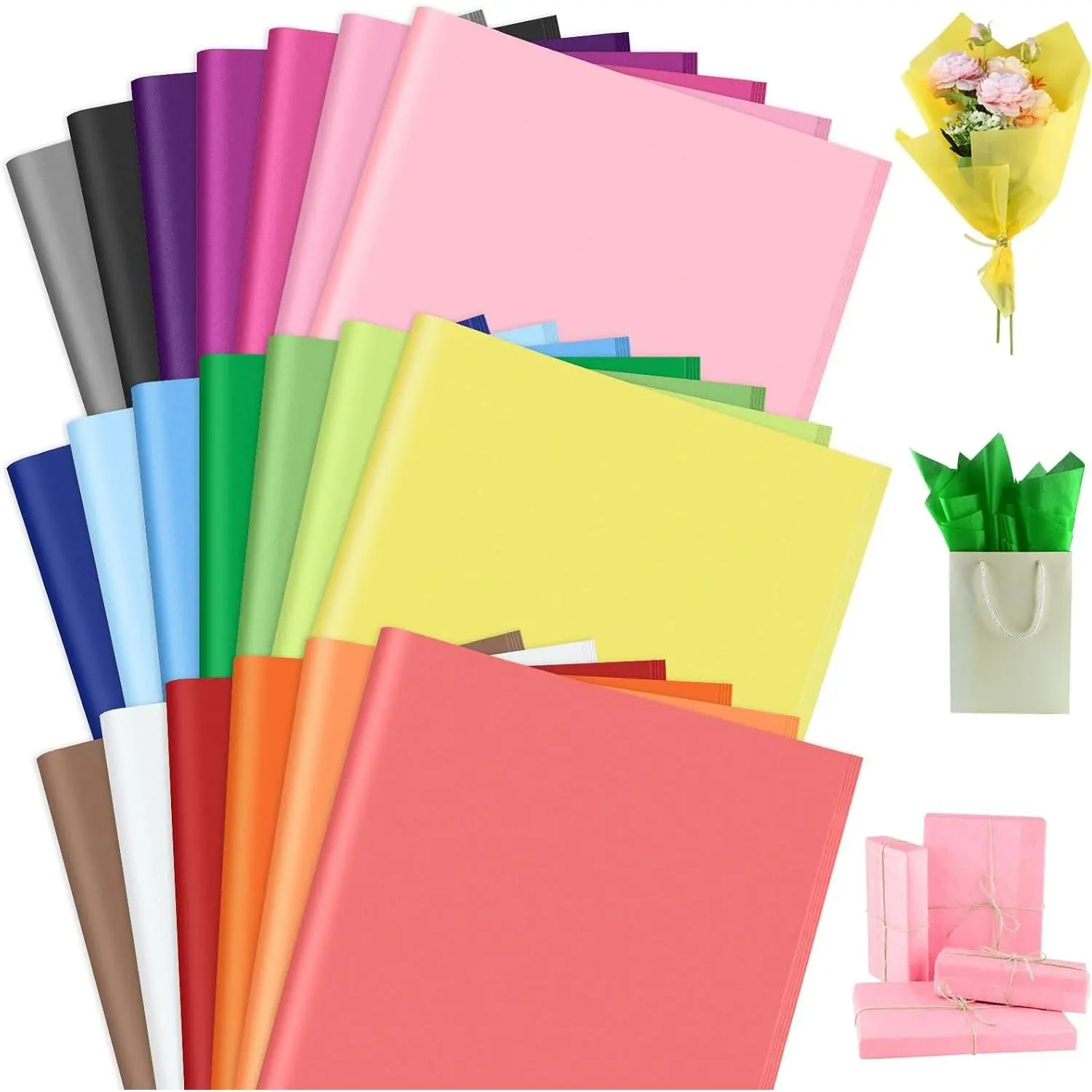 60 Sheets Colored Tissue Paper Bulk, Gift Wrapping Tissue Paper for Packaging 14 x 20 Inch 20 Colors Art Crafts for Gift Bags Decorative Floral Wedding Birthday Party Decor
