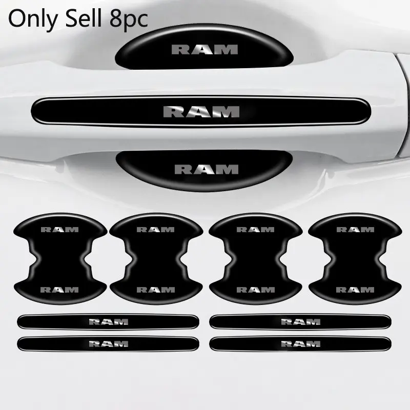 8pcs Car Door Handle Bowl Anti-collision Protective Stickers Car Decals For Dodge RAM 1500 2500 3500 2021 2020 2019 2018 2017 2016 2015 Auto Interior Accessories