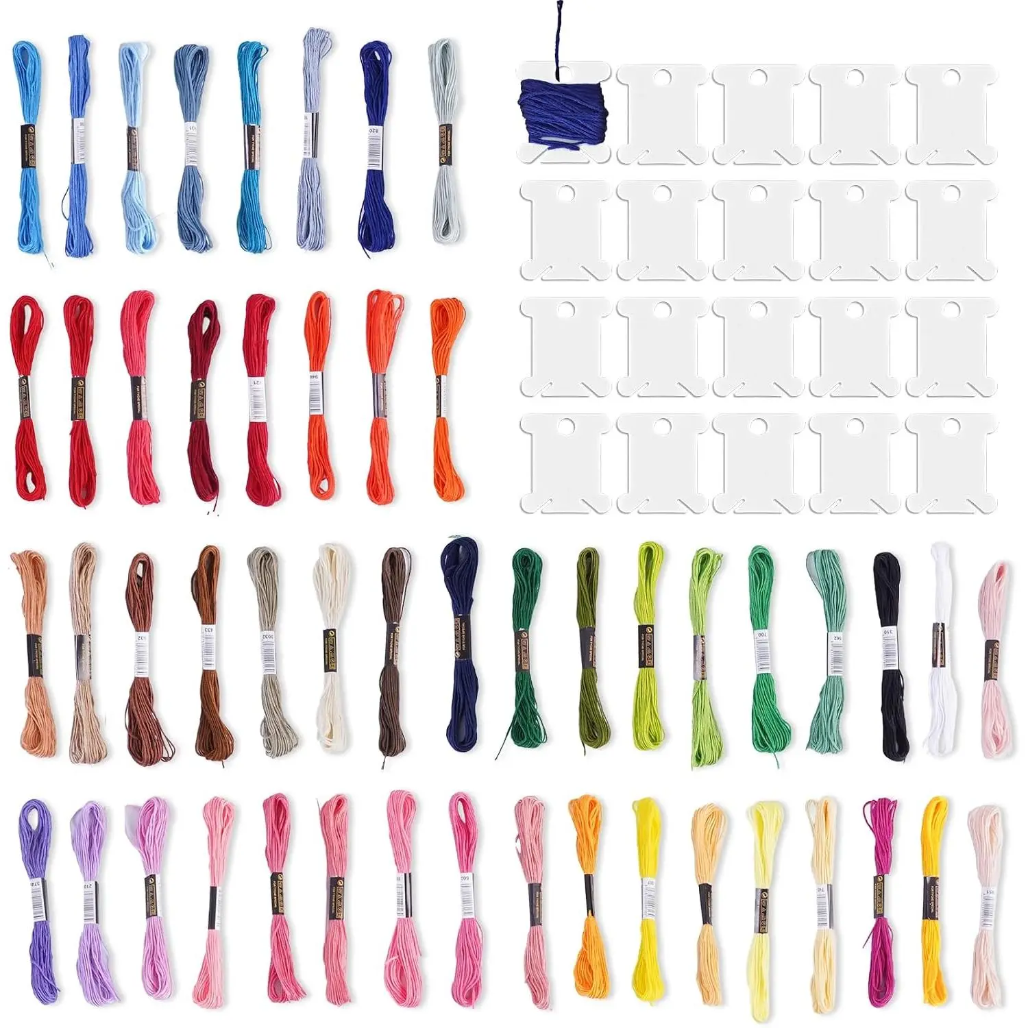 Threads, 20 Bobbins,50 Bundle Rainbow Embroidery Thread,Bracelet Yarn, Embroidery Thread,Rainbow Thread for Embroidery