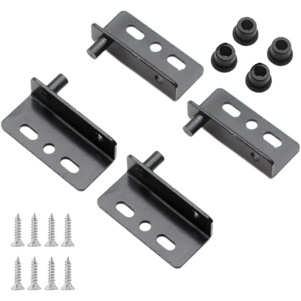 4 count Pivot Hinges with Bushing, Heavy Duty Concealed Shaft Door Hinges, for  Doors, Cabinets, Drawers, Furniture, , Wardrobe, etc, Black