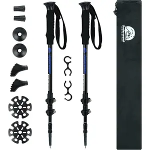2 Pack Lightweight Collapsible Aluminum Trekking Hiking Poles |   Adjustable Walking Sticks for All Heights |   Portable Backpacking Hiking Gear for Men Women Seniors Kids Camping Travel