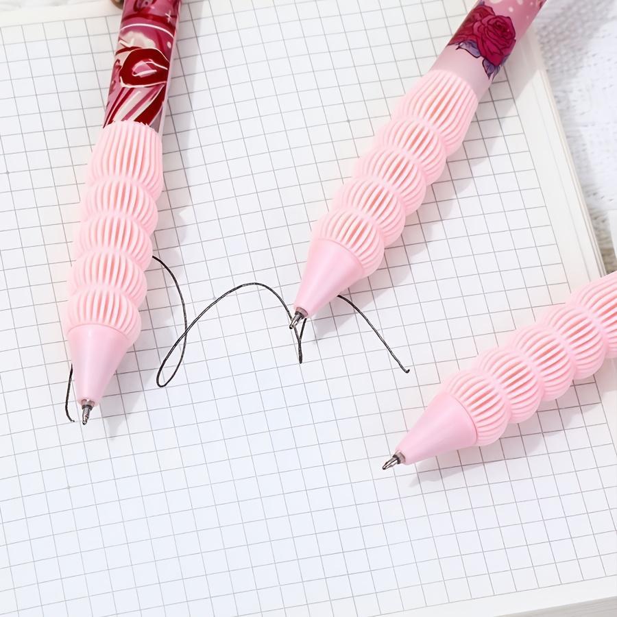 1 box of 5 pink heart click gel pen romantic red rose high value study office signature pen Valentine's Day gift College Student Pen