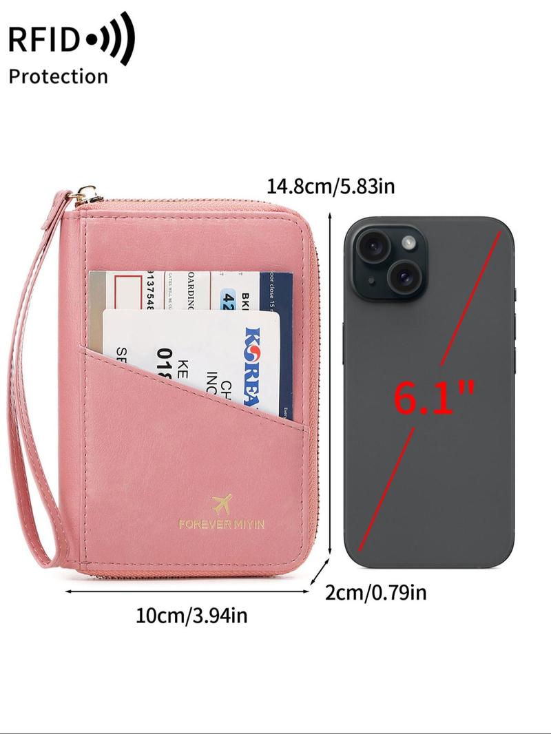 Solid Color Passport Case, Passport Wallet, Multi-functional Zipper Travel Card Holder, RFID Blocking Card Holder, Fashion Travel Accessories, Travel Essentials