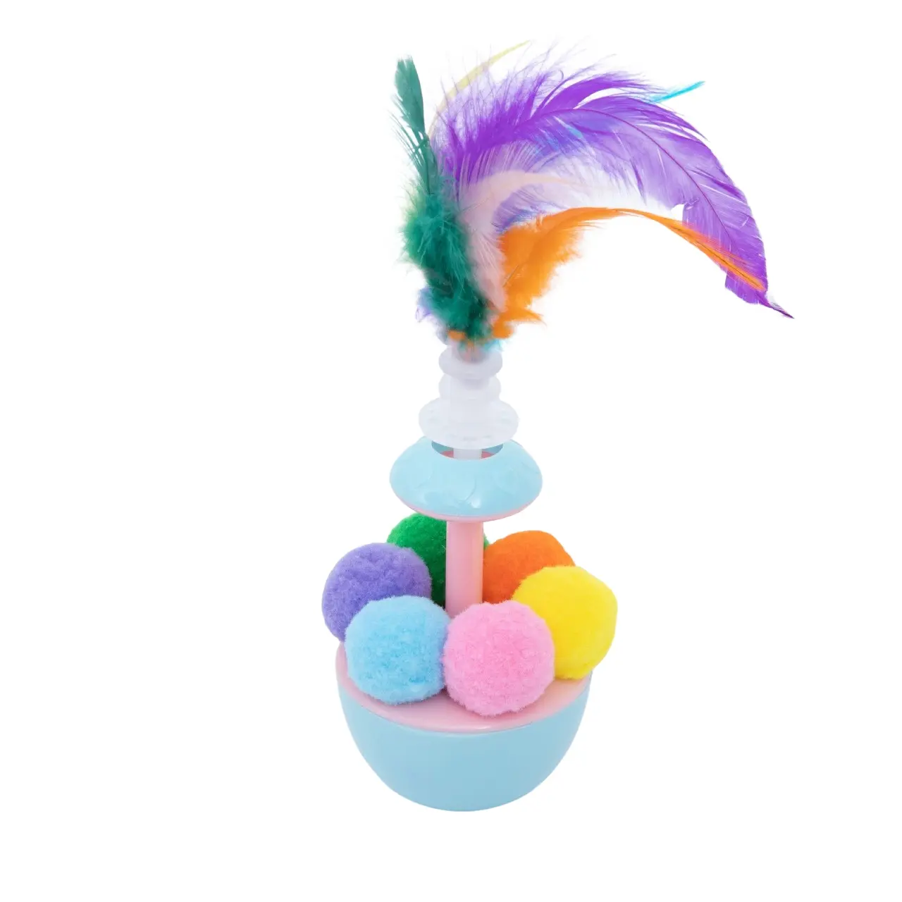 Cat Feather Tumble Toy, Macaron Color 360° Swivel Self-Amusement Cat Wand, Durable Chew-Resistant Indoor Cat Toy, Universal for All Cats