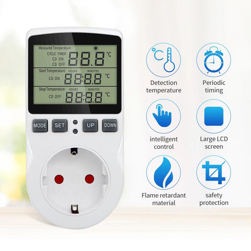 Timer Socket Thermostat Digital Temperature Controller EU/AU/US/FR/UK Plug Outlet With Timer Switch Heating Cooling AC 110V~230V