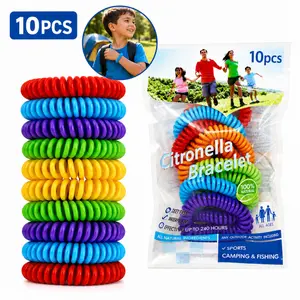 10PCS Mosquito Repellent Bracelet, Adjustable Outdoor Wristband for Camping, Hiking, Travel, Picnic & Summer Use