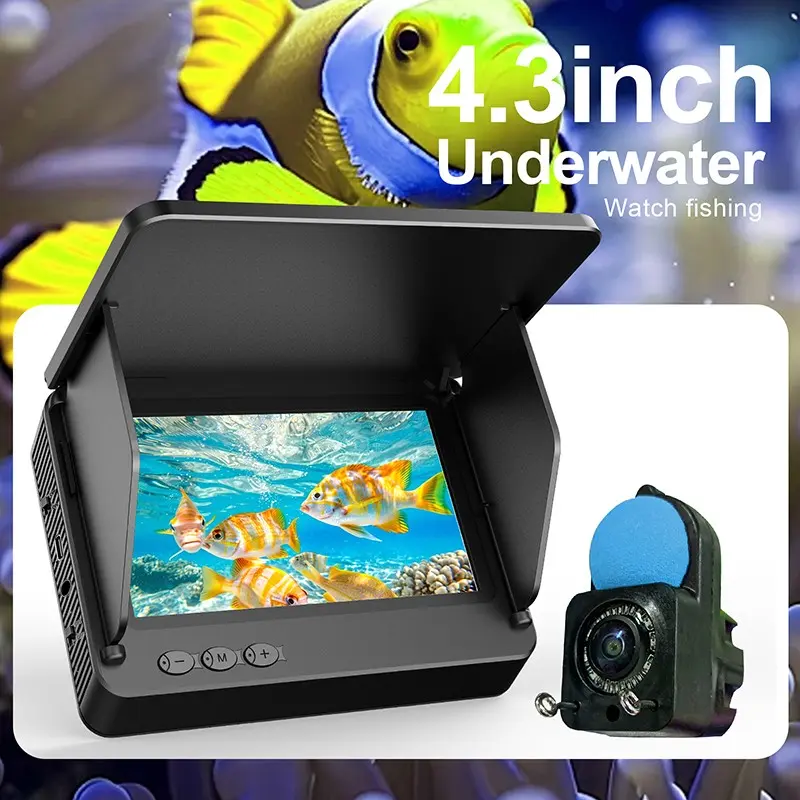 Fish Finder, Portable Underwater Fishing Camera with 4.3 Inch Screen, Infrared Night Vision, Waterproof Fish Finder for Ice Fishing and All Seasons, Ideal Gift for Men & Anglers