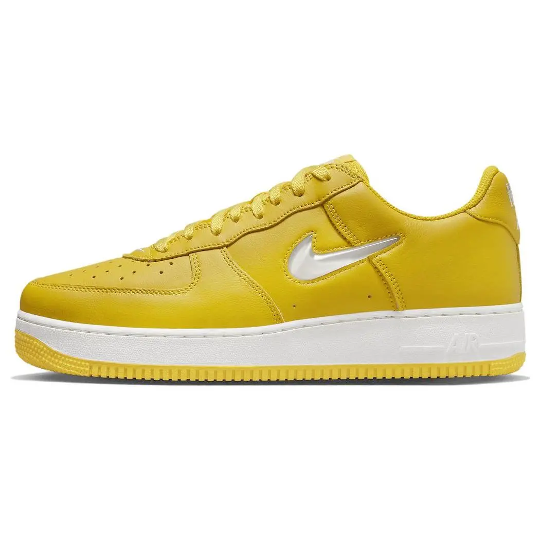Nike Air Force 1 Retro Leather Sneakers for Men and Women – Comfortable, Slip-Resistant, Cushioned, Durable, Low-Top Yellow Verifiable, with credentials and supporting global authentication