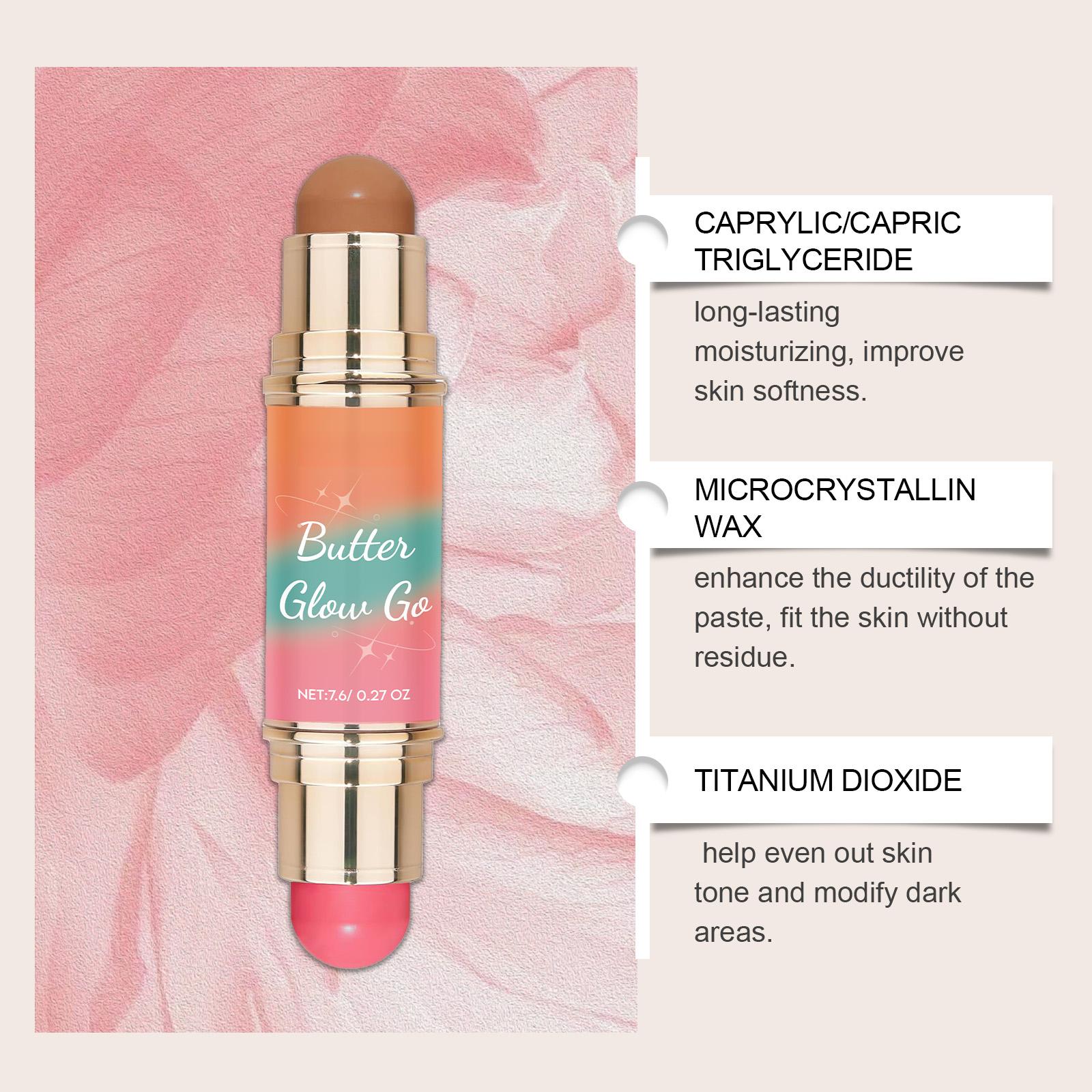 Multi-Purpose Contouring Stick, Double Head Stereoscopic Contouring Blush Stick Soft Mist For Portable Touch Up