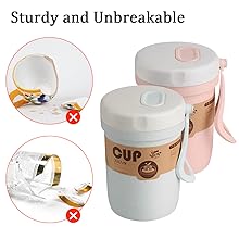 SICANDAENHK Enjoy warm meals on the go with these 2PCS 300ml wheat straw soup cups!Microwave-safe, portable, and come with spoons-perfect for porridge, breakfast, and lunch at the office, outdoor trips, or travel.Cute blue & pink design for daily