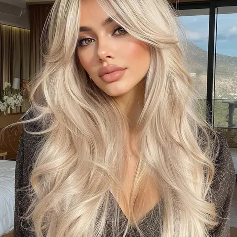Curly Wig, Free Part Air Bangs, Fluffy Layered Long Loose Curls, Heat Resistant Synthetic Hair Wig for Women