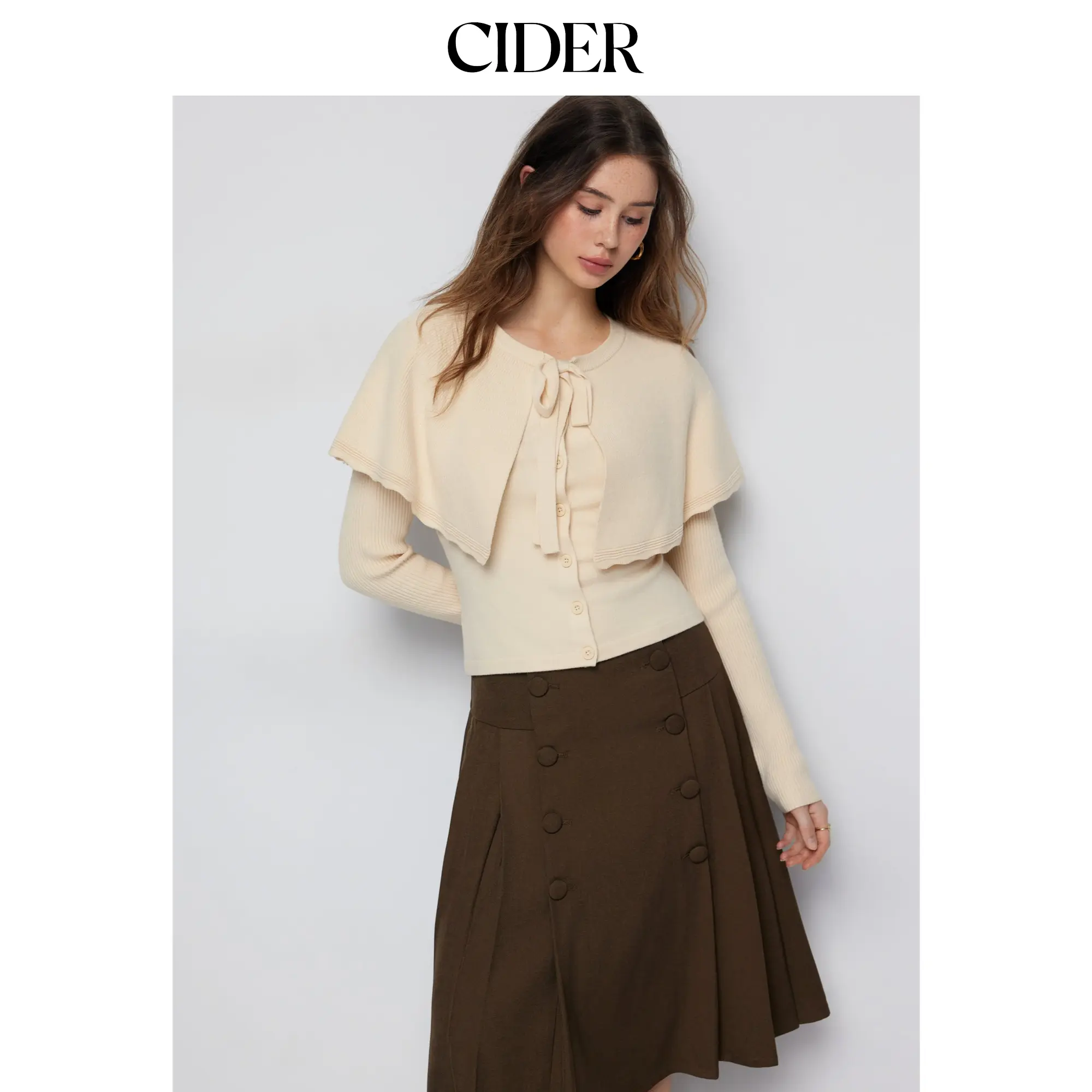 Cider Knit Bowknot Cape Cardigan SohoChic