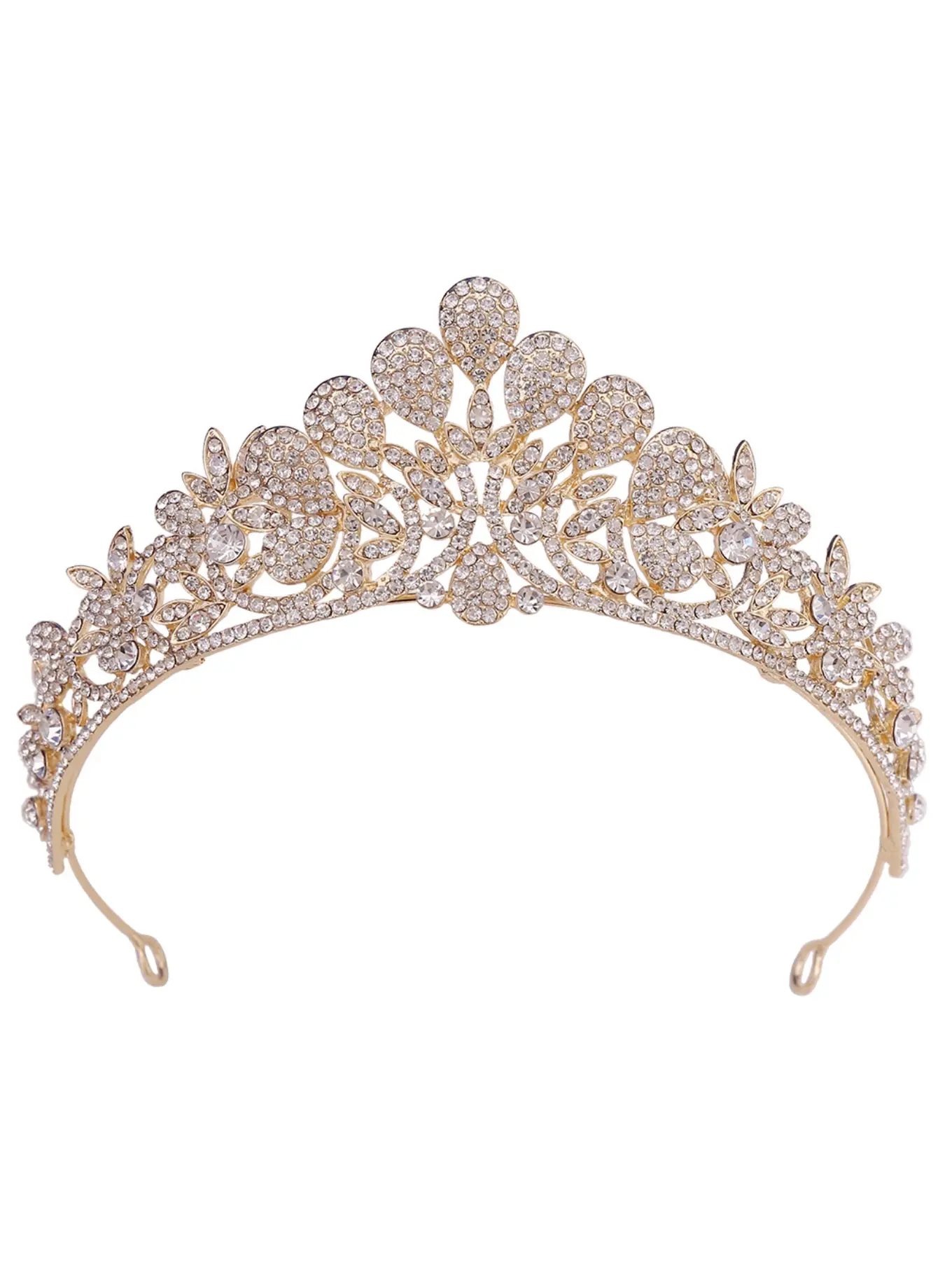 European and American Peacock Alloy Rhinestone Crown, Bridal Wedding Headpiece for Women