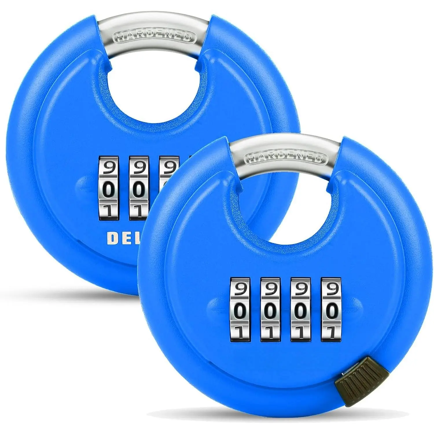 4 Digit Combination Lock, Outdoor Combination Disc Padlock with 3/8" Shackle, Combo Pad Lock for Storage Unit,,Locker,Garage (Blue,2Pcs)