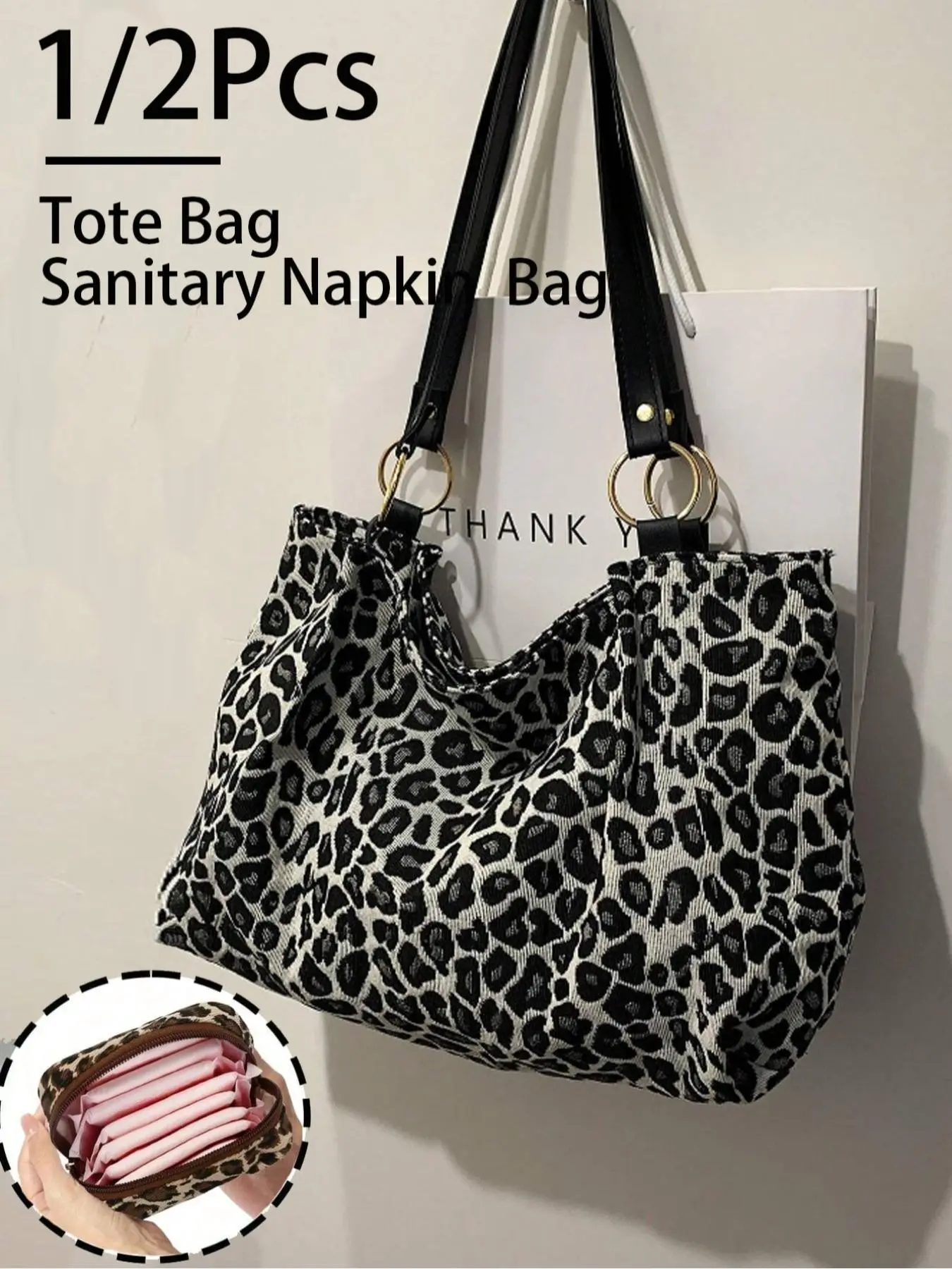 Leopard Print Crossbody Shoulder Bag, Canvas Material, Large Capacity, Fashionable for All Seasons, Ideal for School, Work, Shopping, Outdoor Activities