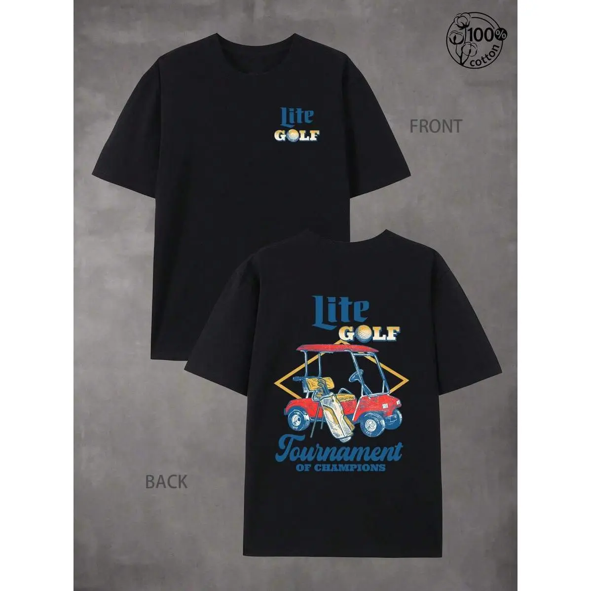 Unisex MILLERLITE GOLF TOURNAMENT OF CHAMPION T-Shirt, Men's Graphic Tees, Y2k Style, Golf T-Shirt, The Best Choice For Golf Enthusiasts; Streetwear