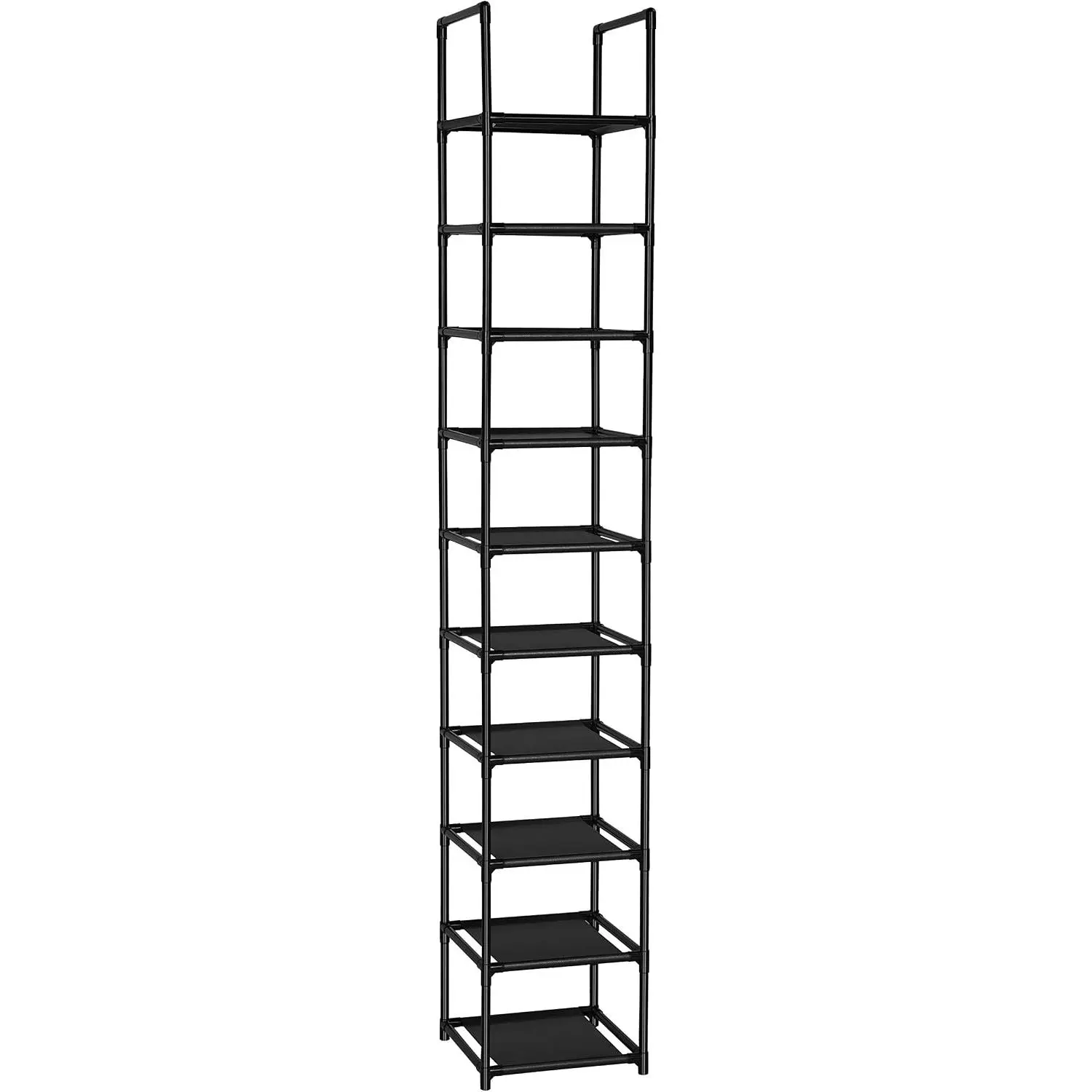 10 Tiers Vertical Shoe Rack 10 Pairs Skinny Shoe Shelf | Tall Narrow Space Saving for Entryway Closet, Easy to Assemble, 11"L x 11"W x 68.8"H