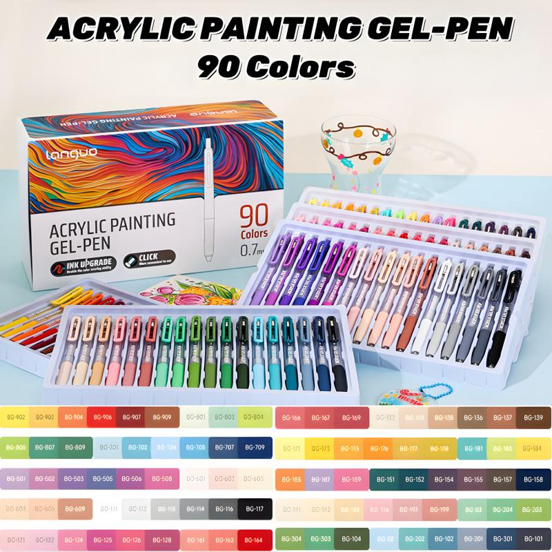36/54/72/90 Colors Acrylic Painting Gel Pen,Retractable 0.7mm Tip,Rich Color Large Capacity Ink Pens,Art Supplie,For Diary,Card,DIY,Coloring, Doodling, Stackable colors, Clip Acrylic Gel Pen, Crafts Art Supplies, Acrylic Markers