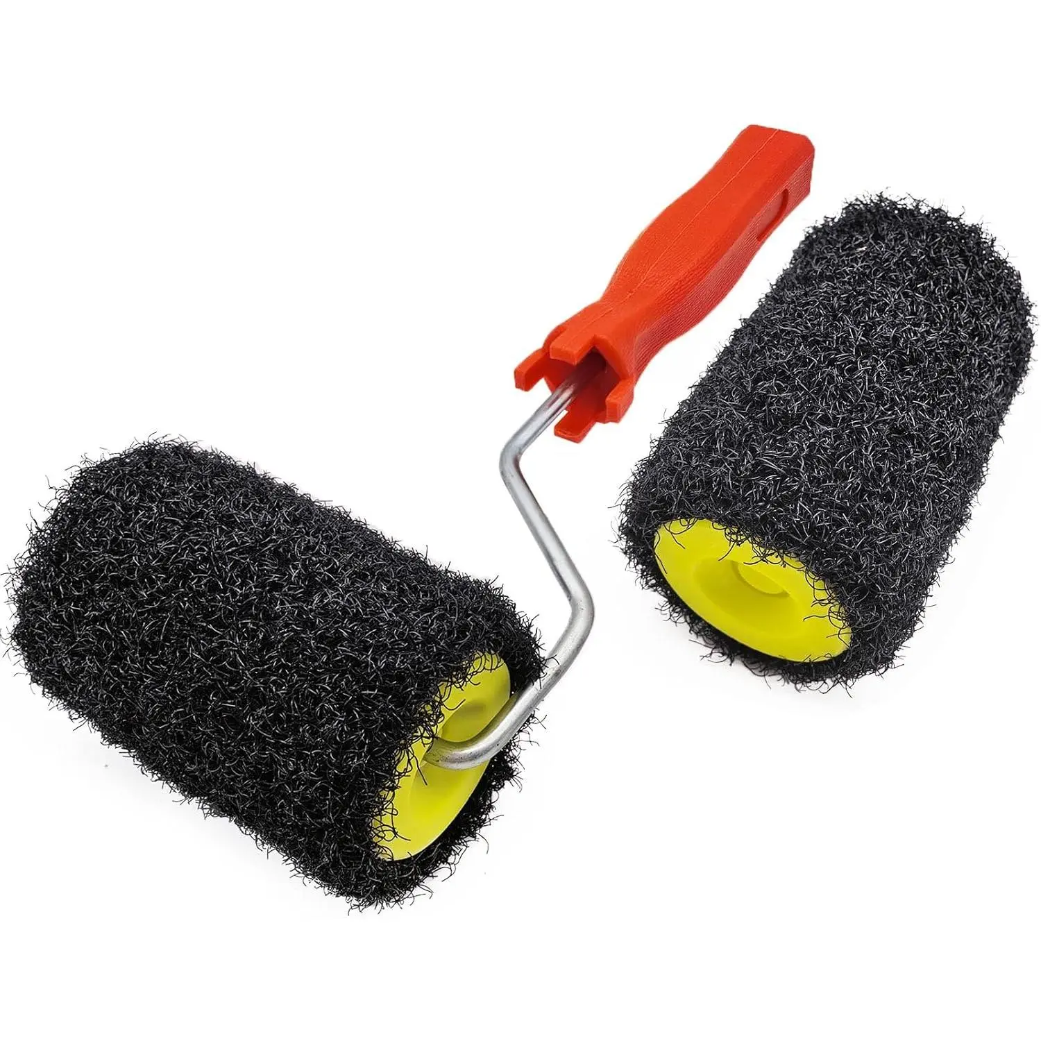 2 count 4 Inch Drywall Compound Roller Cover with Roller Frame | Drywall Texture Roller Brush for Covering Wall and Ceiling Surfaces