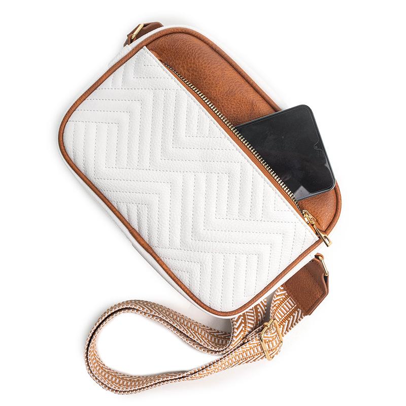 ZELORES  1Pc New Crossbody Bag Trend Joker Women's Shoulder Bag Small Square Bag Jacquard Shoulder Strap Sports Outdoor Traveling Bag Suitable For Daily Sports Travel At Work Christmas Thanksgiving Halloween. Leather Satchel Double Zipper Purse