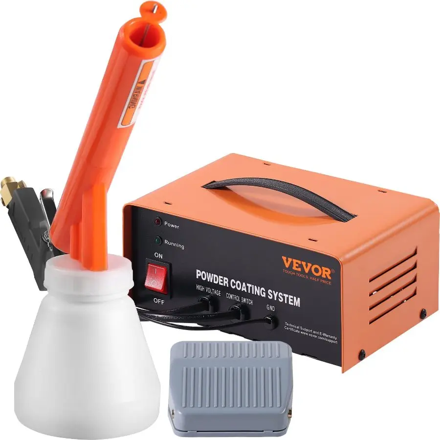 VEVOR Powder Coating System, 50KV Electrostatic Output Powder Coating Kit with Foot Switch, Spray Gun, Nozzles and Powder Cups, Powder Coating Equipment for Home DIY and Commercial Production