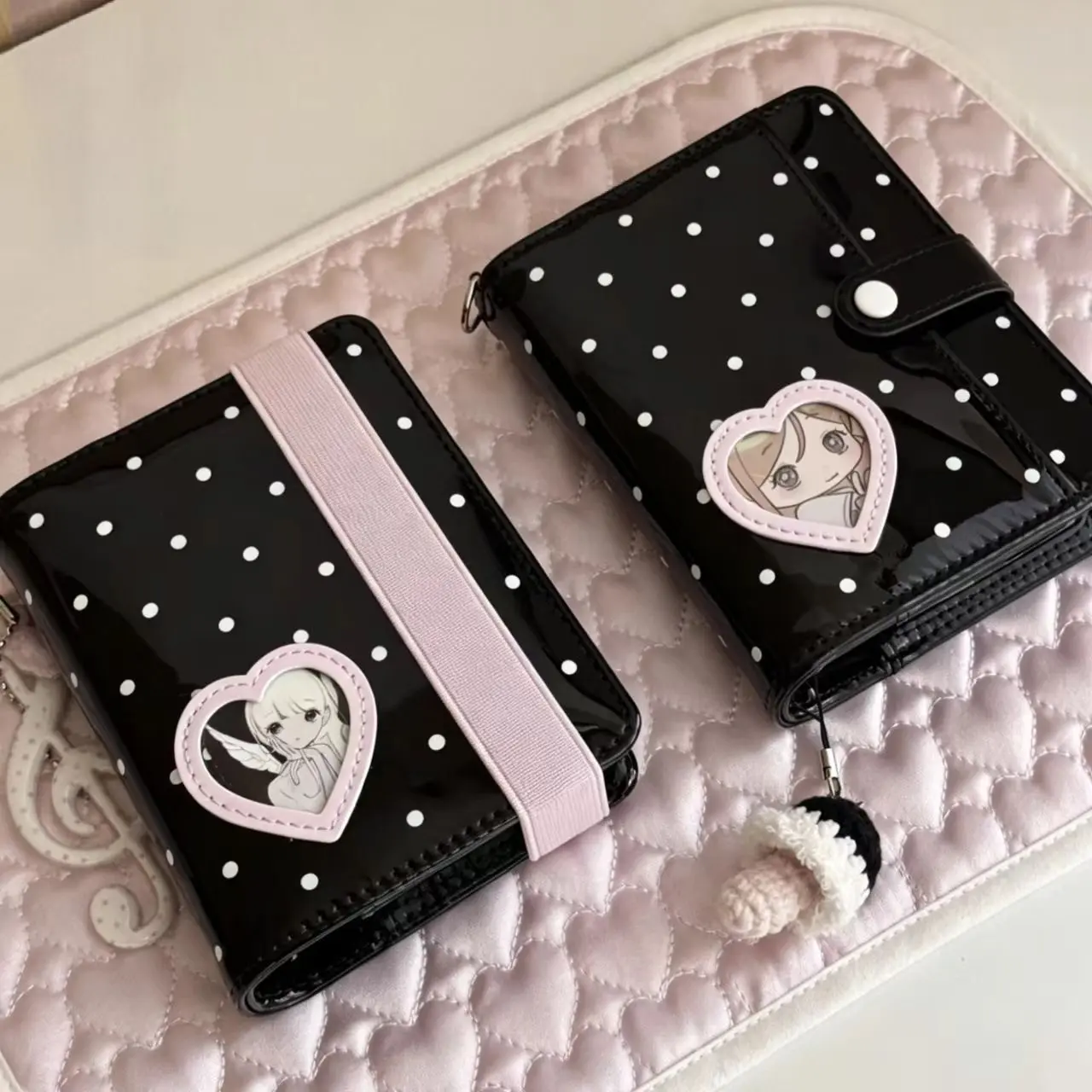 Polka Dot Heart Notebook M5 Leather High Aesthetic Simple Style, Loose-Leaf Journal Diary, Perfect Gift for Friends, Stationery Supplies, Journaling Notebooks