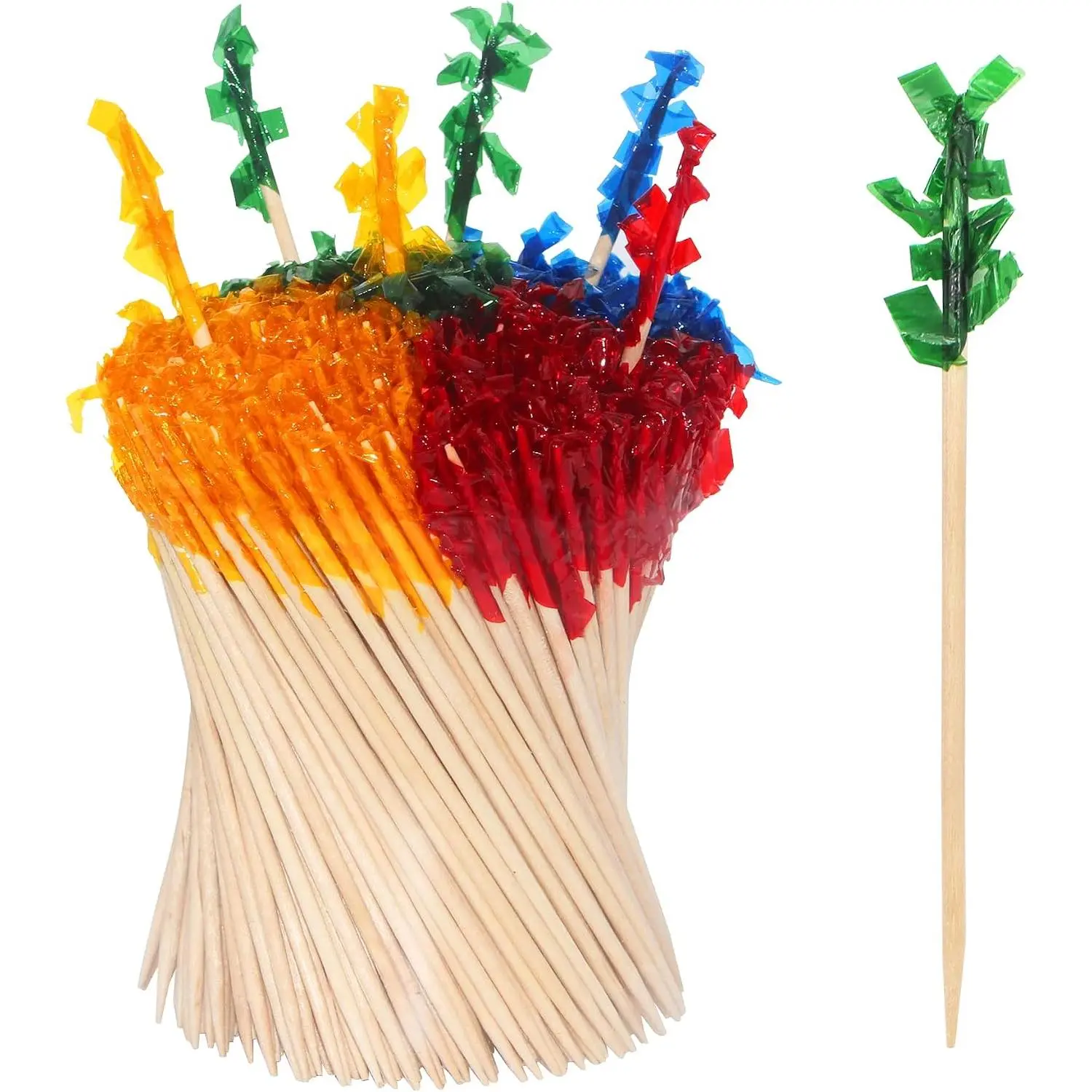 1000 count 2.5 IN Wooden Frill Picks  Picks with  Colors,4-Color,for  Party, Barbeque, Club Sandwiches (Frill picks 1000 count 2.5 IN)