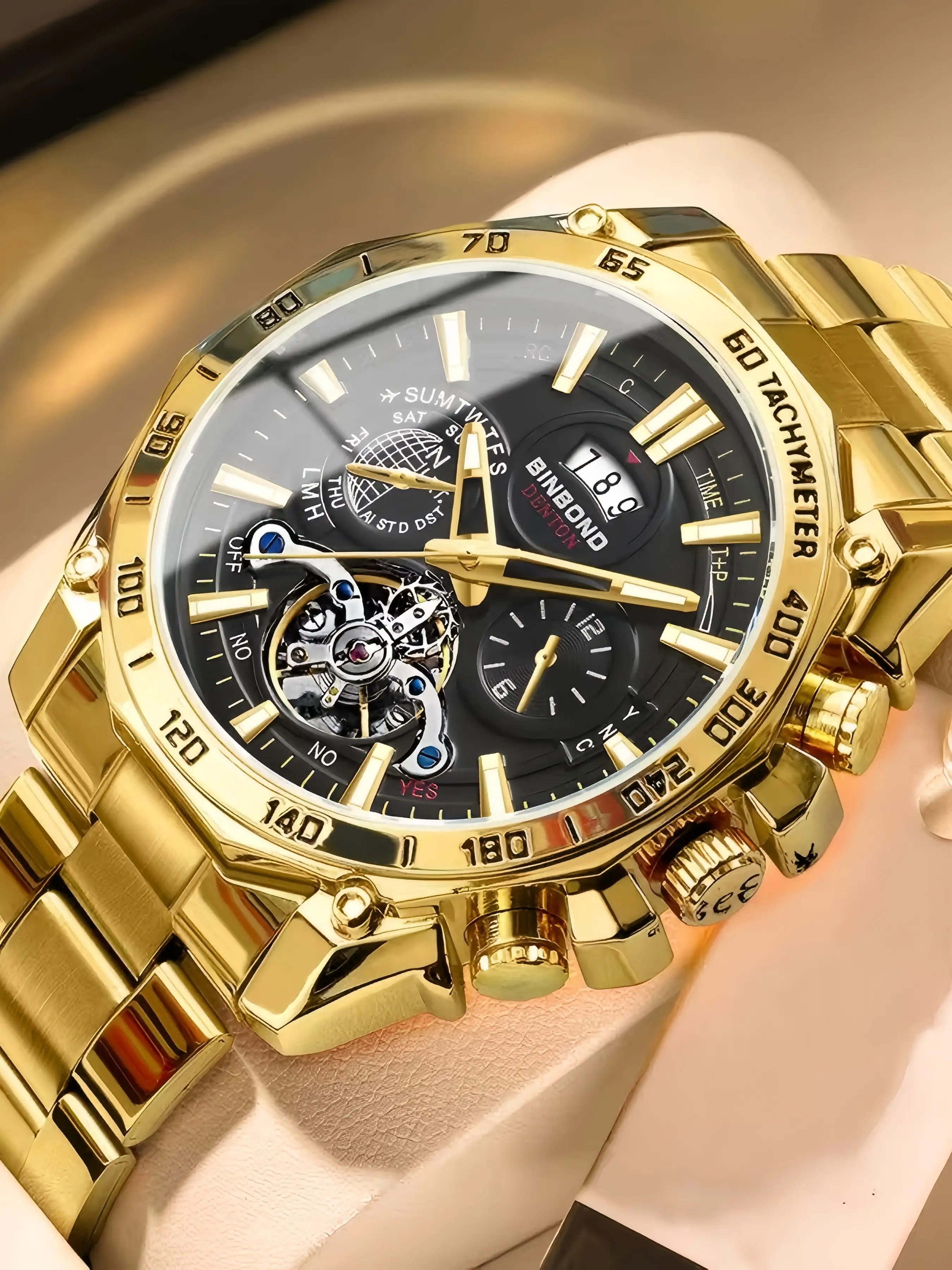 Men's Business Watch with Steel Band, Luxurious and Durable, Calendar Display, Quartz Movement, Ideal for Daily Commute and Light Sports