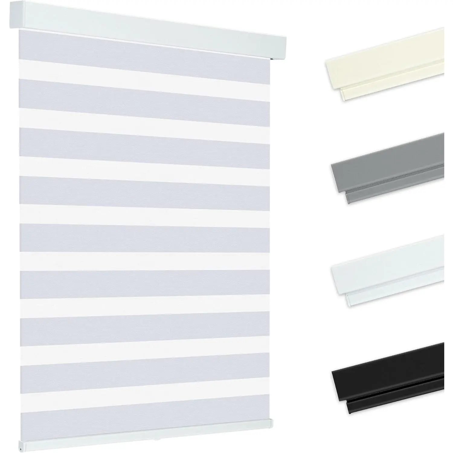 Cordless Zebra Blinds 27 W x 48 H Inch, White Dual Layer Fabric Window Shades for Home, Bedroom, and Nursery, Room Darkening with UV Protection, Child Safe, Zebra Pattern, Stripes, Aluminum, Upgraded Aluminum, Dual-Layer Design, Easy Install, Bedroom Deco
