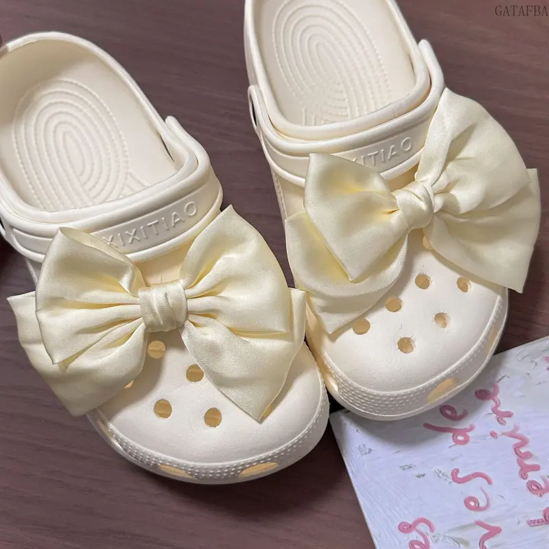 Fabric Bow Shoe Charms, DIY Decorative Buckle Accessories for Clogs, Stylish Ornaments for Slipper Upper Decoration