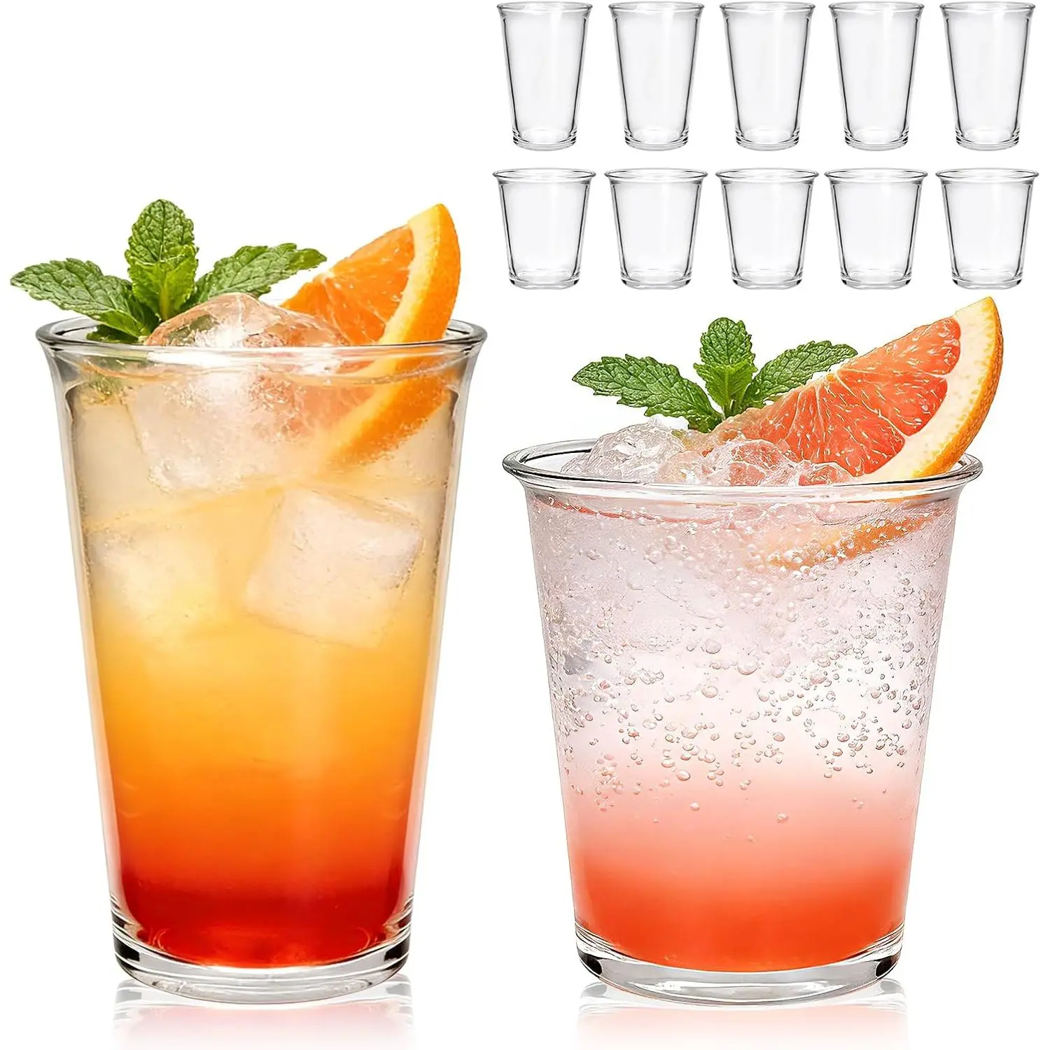 12 Pack Highball & Cocktail Glasses Set, 12 oz & 10 oz Stackable Thick Glass Cups, Drinking Glasses for Iced Coffee, Bubble Tea, Water, Juice – Kitchen & Bar Glassware Set