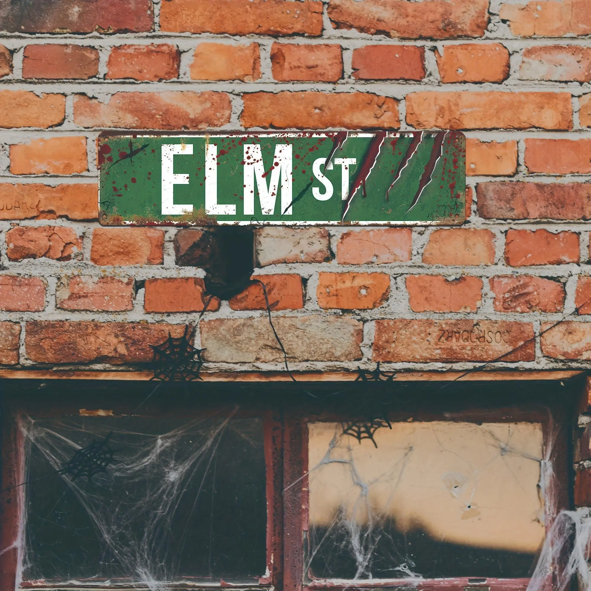 Elm Street Iconic Horror Movie Metal Sign - Spooky Gothic Wall Plaque for Horror Fans | Classic Horror Themed Address Decor | 4x16 Inch