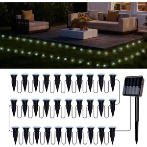 30 LED Solar Ground Lights Outdoor, Waterproof Solar Pathway Lights, LED Landscape Lighting for Garden, Patio, Driveway, Walkway - White