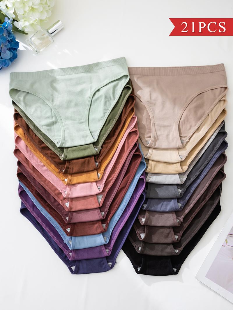 Women's Solid Color Brief, Elegant Soft Comfy Breathable Panty for Daily Wear, Underwear for All Seasons, Womenswear, Casual Comfy Panty, Soft Comfy Panties, Seamless Panties, Minimalist Soft Panties, Soft Breathable Knicker, Seamless Panties Set